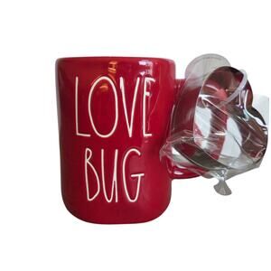 Rae Dunn Love Bug Coffee Mug with Heart Cookie Cutter, New, red, 16 Oz Ceramic